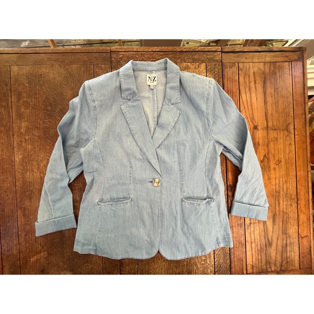 Nic +β Zoe Denim cotton linen blend Blazer Size 14 natral fibers sustainable